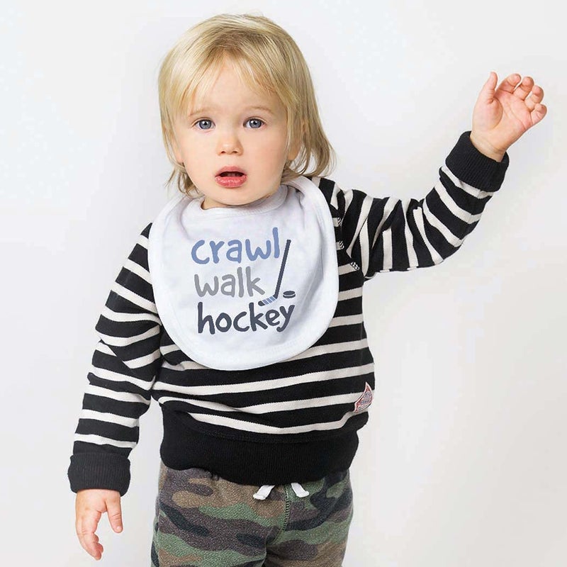 ChalkTalkSPORTS Hockey Baby & Infant Bib | Crawl Walk Hockey | Soft Microfiber Bib - Image 2